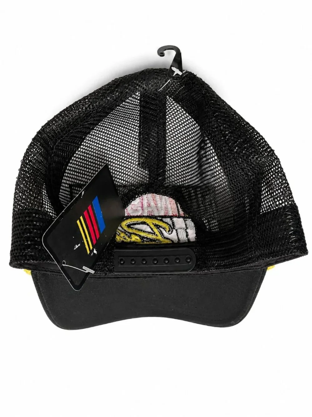 NASCAR Racing Rope Trucker Hat NWT Black White Mesh Snapback Vintage Style Cap